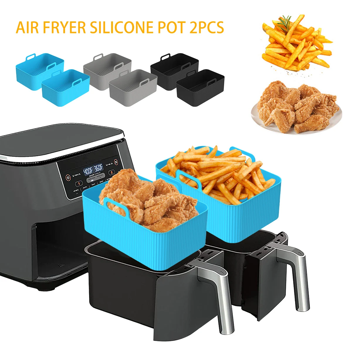 Air Fryer Silicone Pot Liner - 2 pezzi di rivestimento in silicone