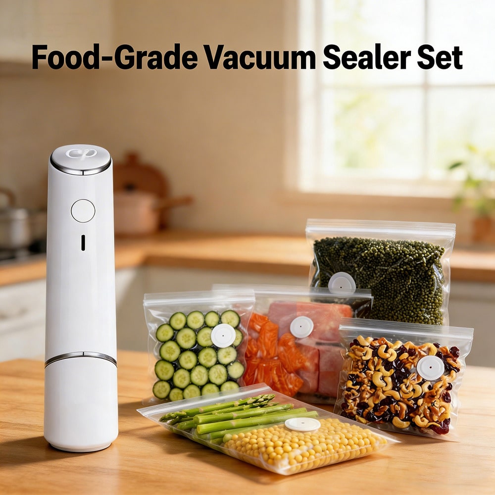 Food Vacuum Sealer Machine - 30 Sacchetti Sottovuoto Riutilizzabili + 1