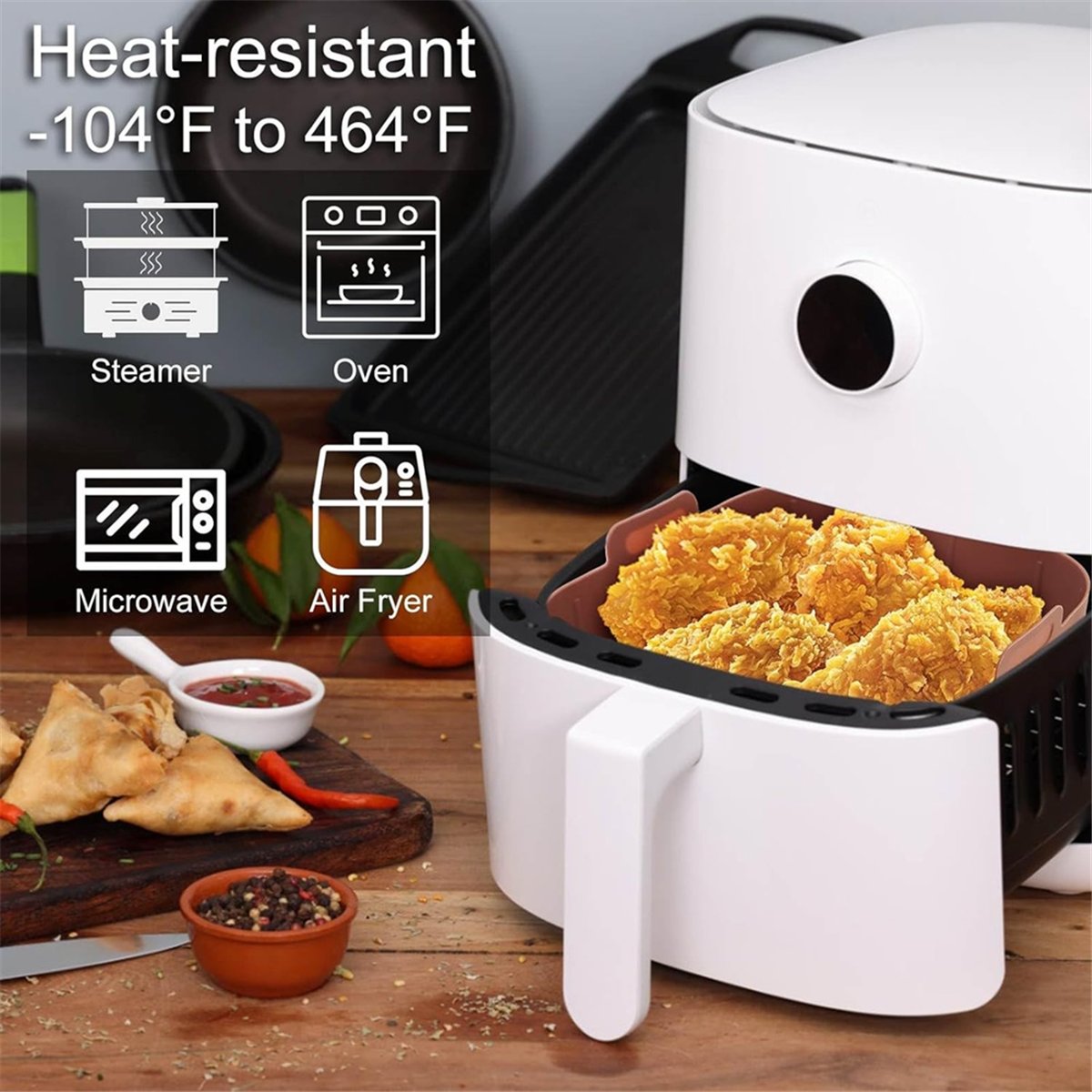 Air Fryer Silicone Pot Liner - M10K Set di 3 Rivestimenti in